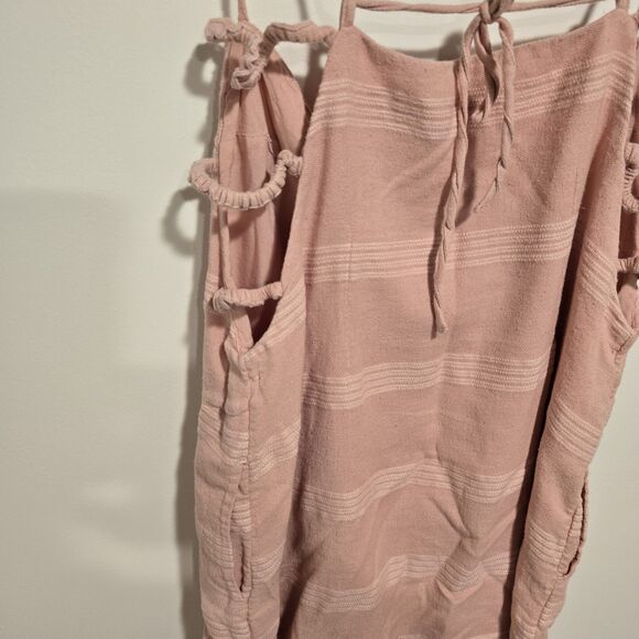 Free People Simone Mini Dress Blush Pink Cotton Linen Blend Medium Womens  Boho - Picture 11 of 12